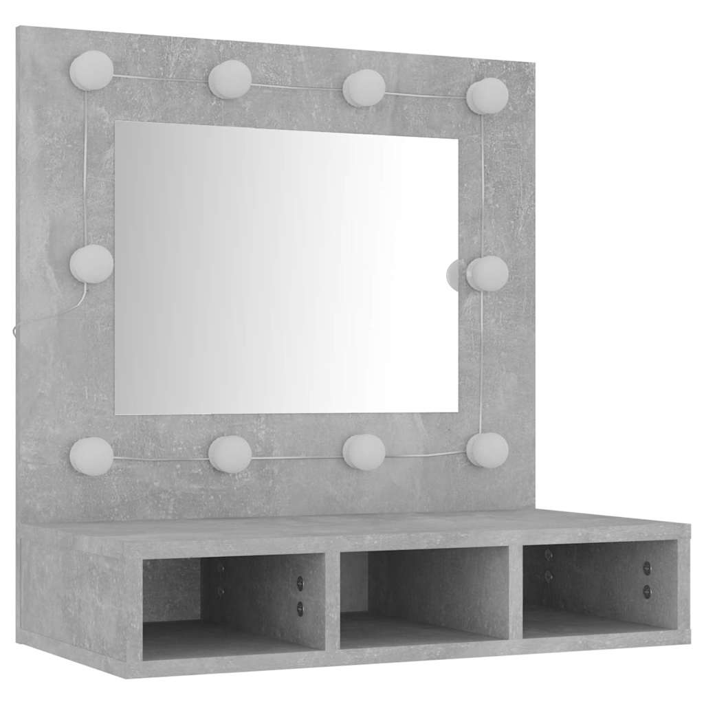 Kupaonski ormarić s LED ogledalom boja betona 60 x 31,5 x 62 cm