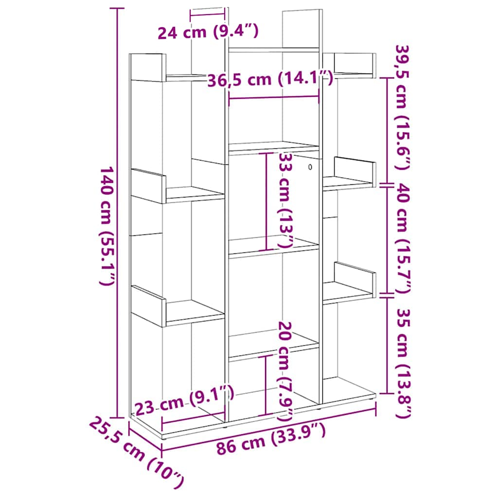 Ormarić za knjige boja hrasta 86x25,5x140 cm konstruirano drvo