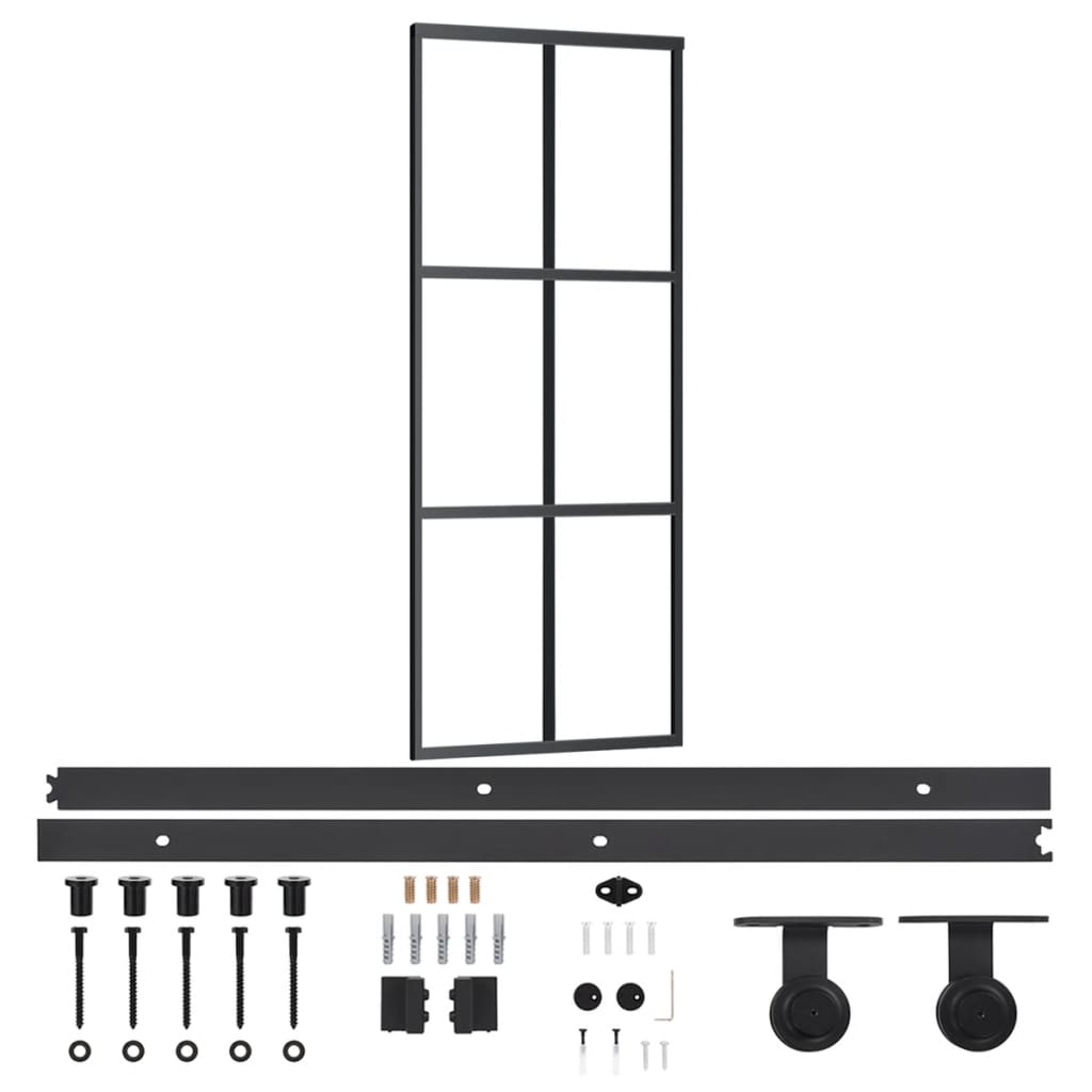 Klizna vrata s priborom ESG staklo i aluminij 76 x 205 cm