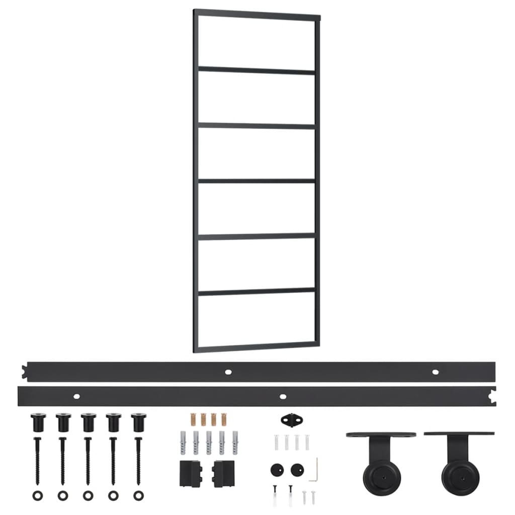 Klizna vrata s priborom ESG staklo i aluminij 76 x 205 cm