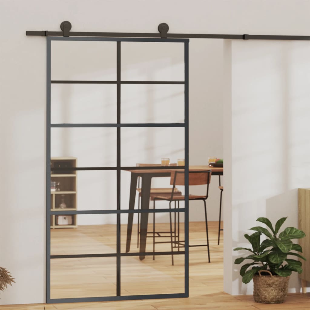 Klizna vrata s priborom ESG staklo i aluminij 102 x 205 cm