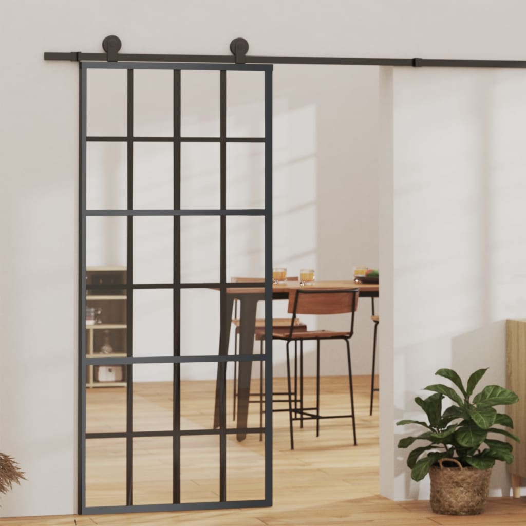 Klizna vrata s priborom ESG staklo i aluminij 90 x 205 cm