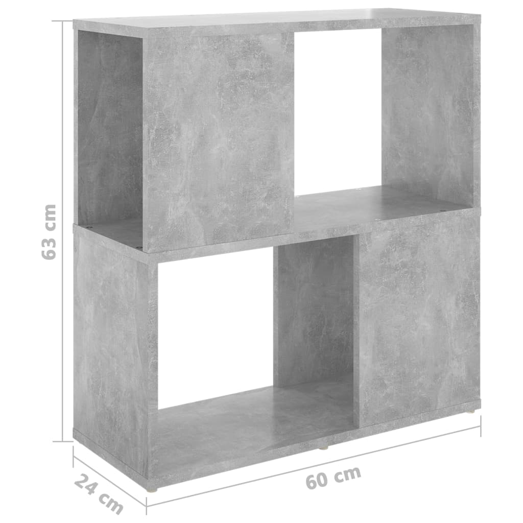 Ormarić za knjige siva boja betona 60x24x63cm konstruirano drvo