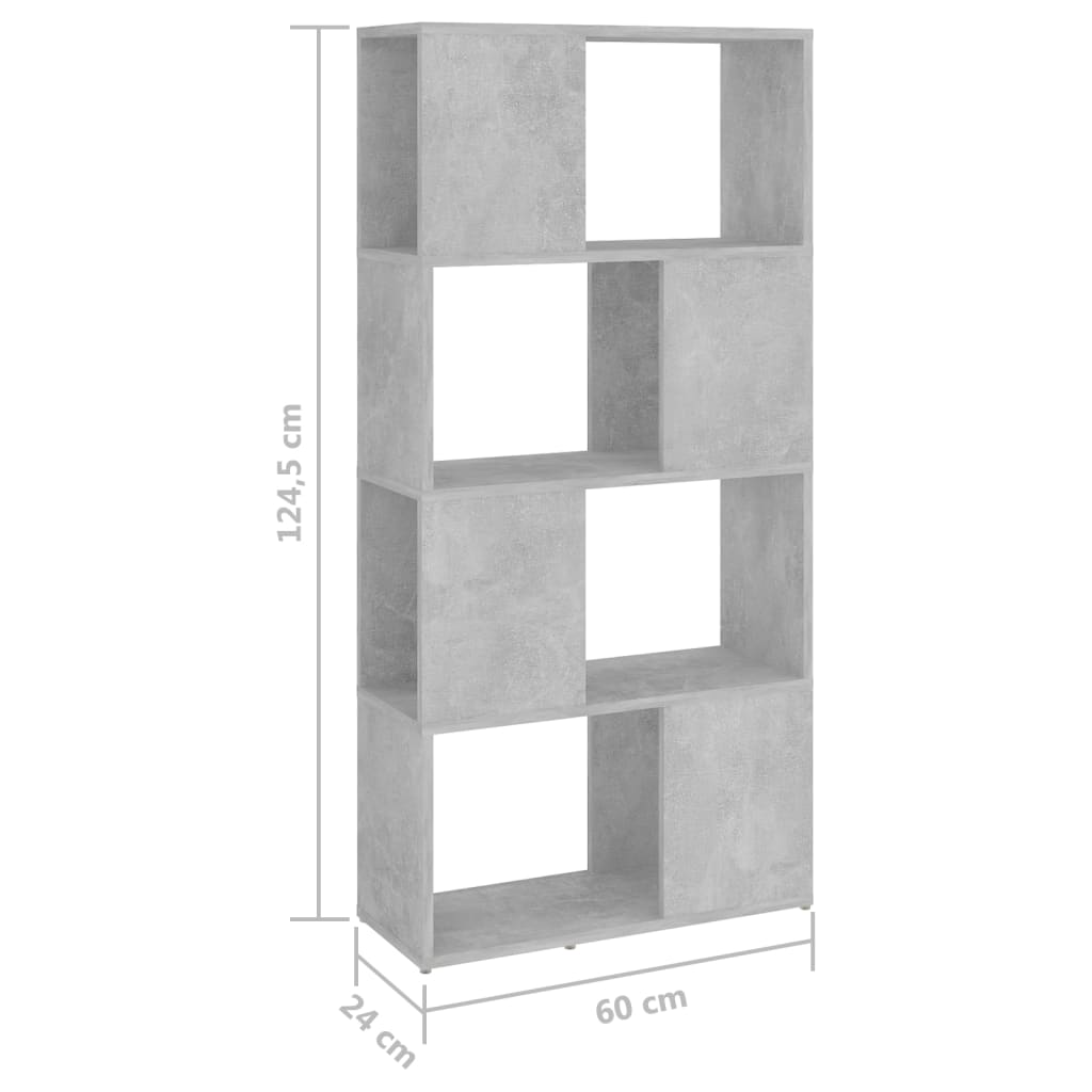 Ormarić za knjige / sobna pregrada boja betona 60x24x124,5 cm