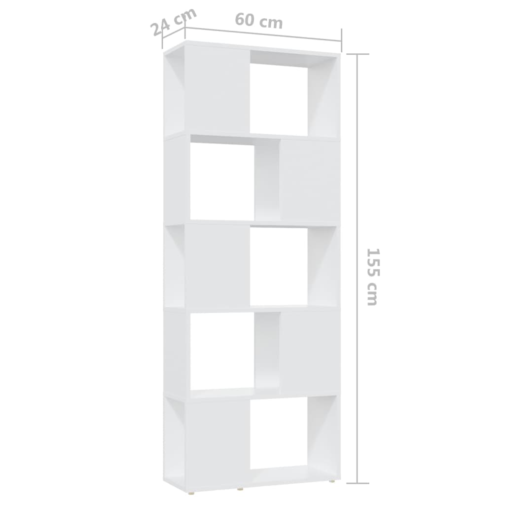 Ormarić za knjige / sobna pregrada bijeli 60x24x155 cm drvena
