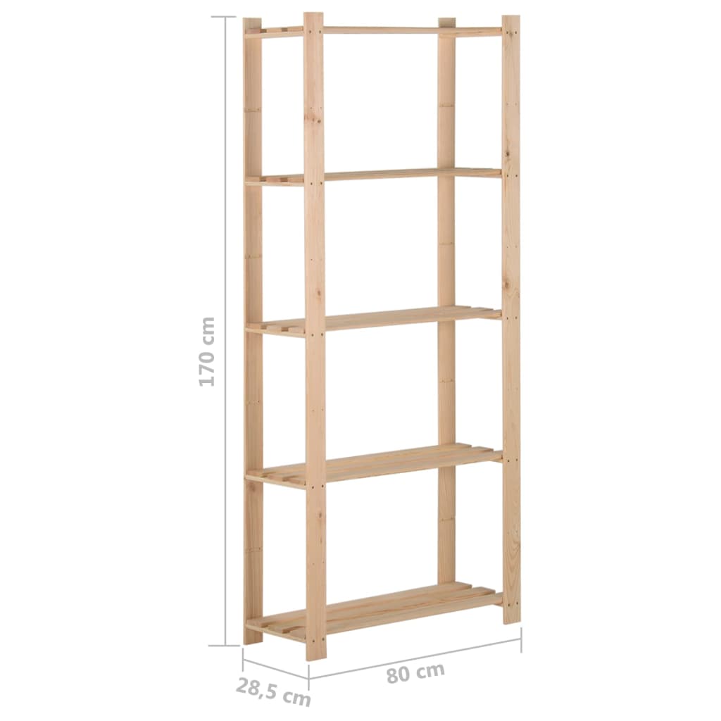 Stalak za pohranu s 5 razina 80x28,5x170 cm od masivne borovine