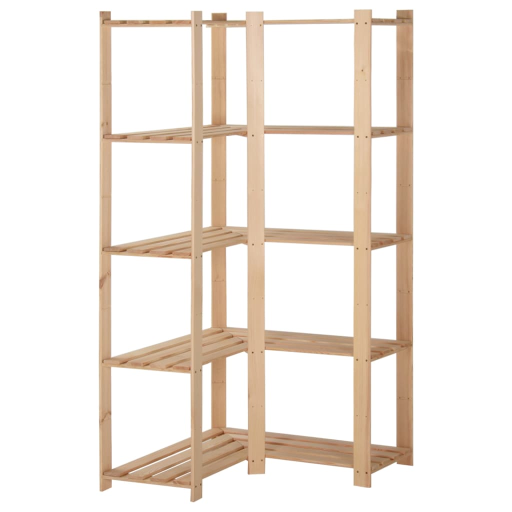Kutni stalak za pohranu 5 razina 80x28,5x170cm masivna borovina
