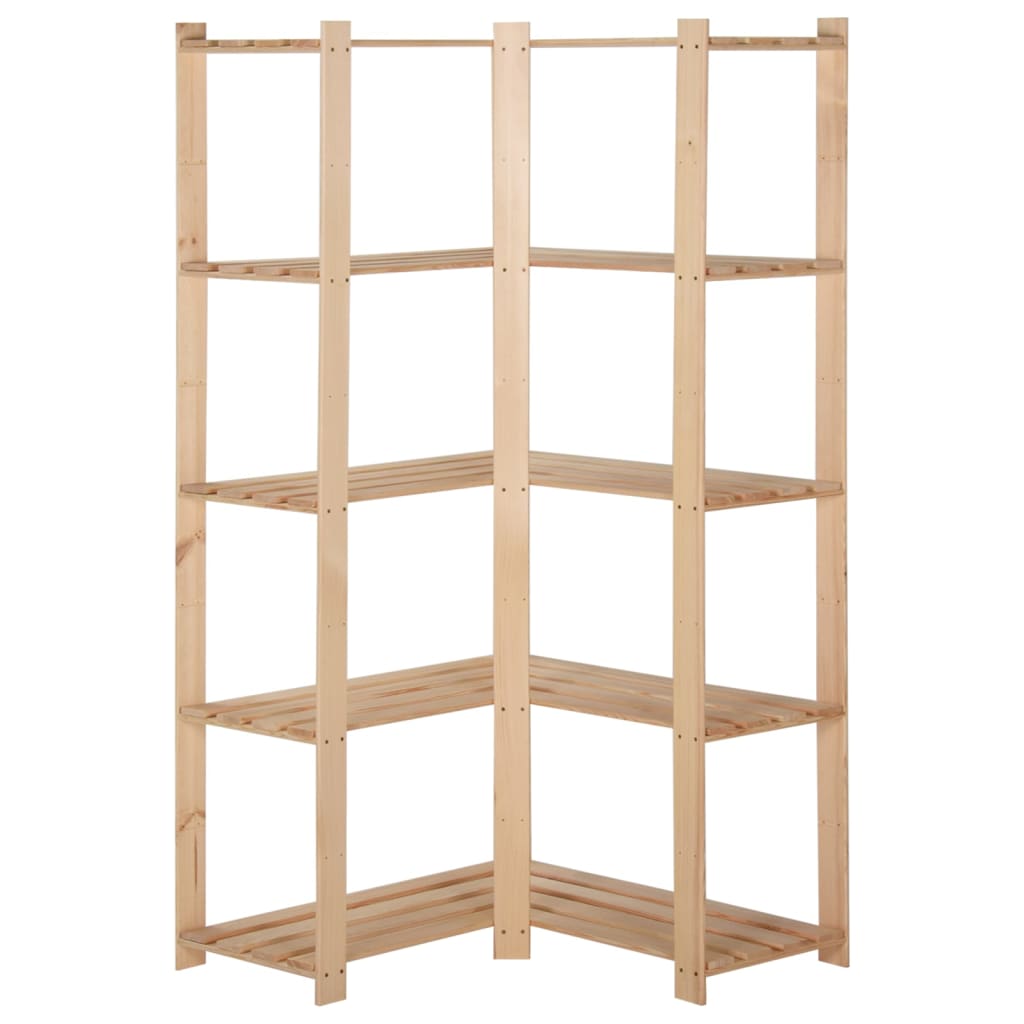 Kutni stalak za pohranu 5 razina 80x28,5x170cm masivna borovina