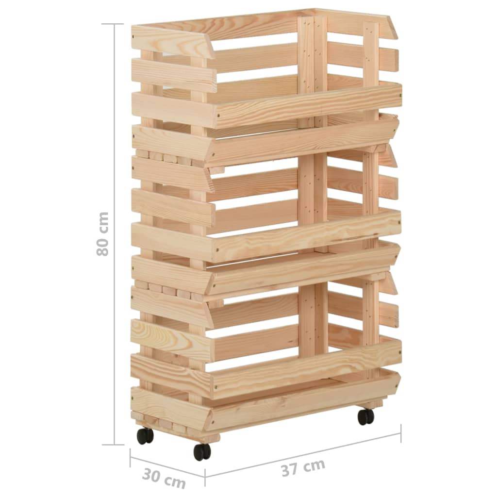 Kolica za povrće 37 x 30 x 80 cm od masivne borovine