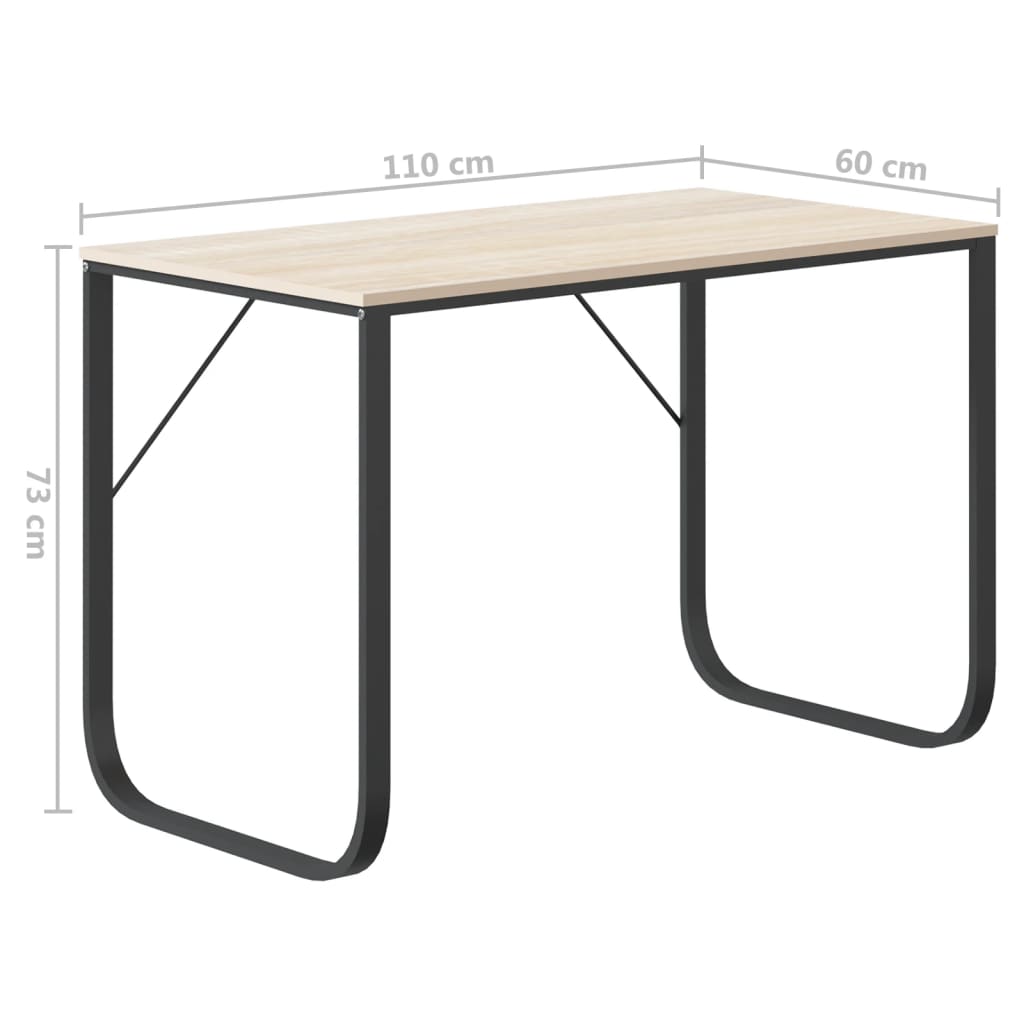 Stol za računalo crni i boja hrasta 110 x 60 x 73 cm od iverice
