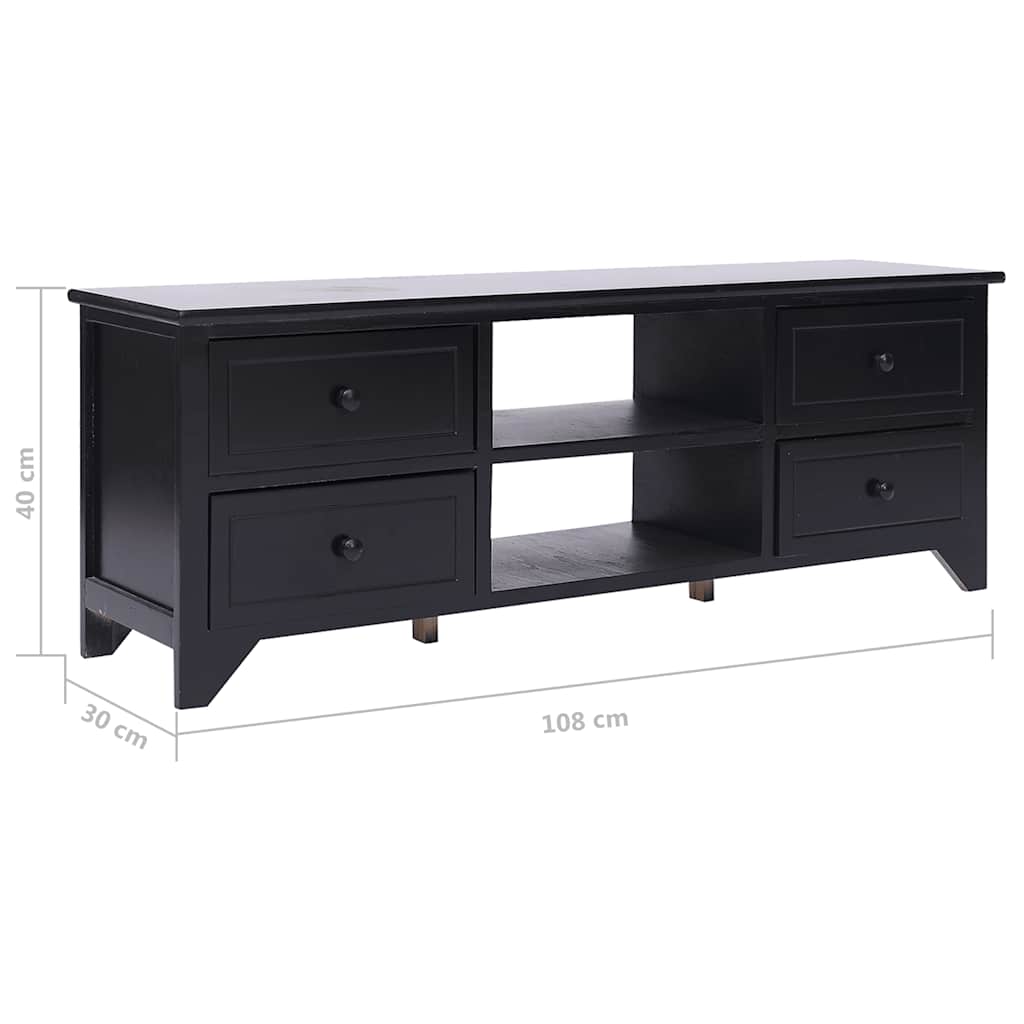 TV ormarić crni 108 x 30 x 40 cm od masivnog drva paulovnije