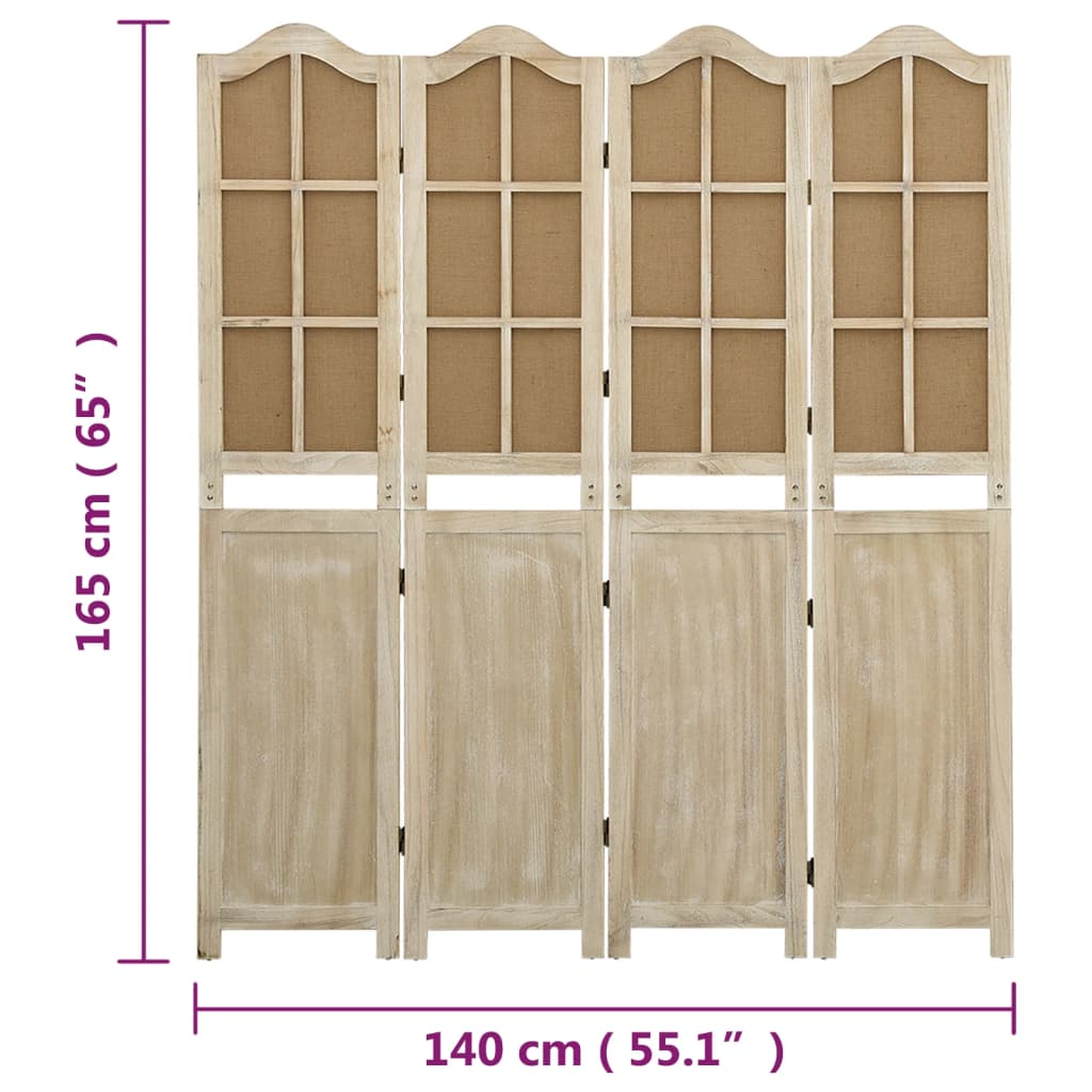 Sobna pregrada s 4 panela smeđa 140x165 cm od tkanine