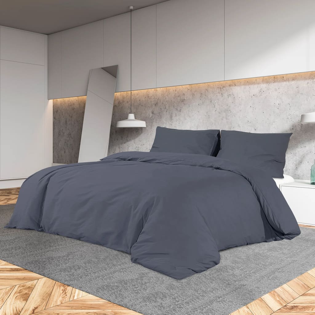 Set posteljine za poplun antracit 200x200 cm lagana mikrovlakna