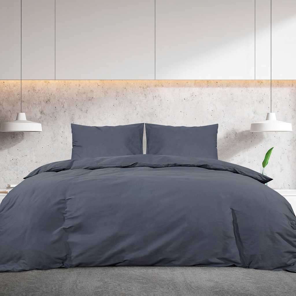 Set posteljine za poplun antracit 155x220 cm lagana mikrovlakna