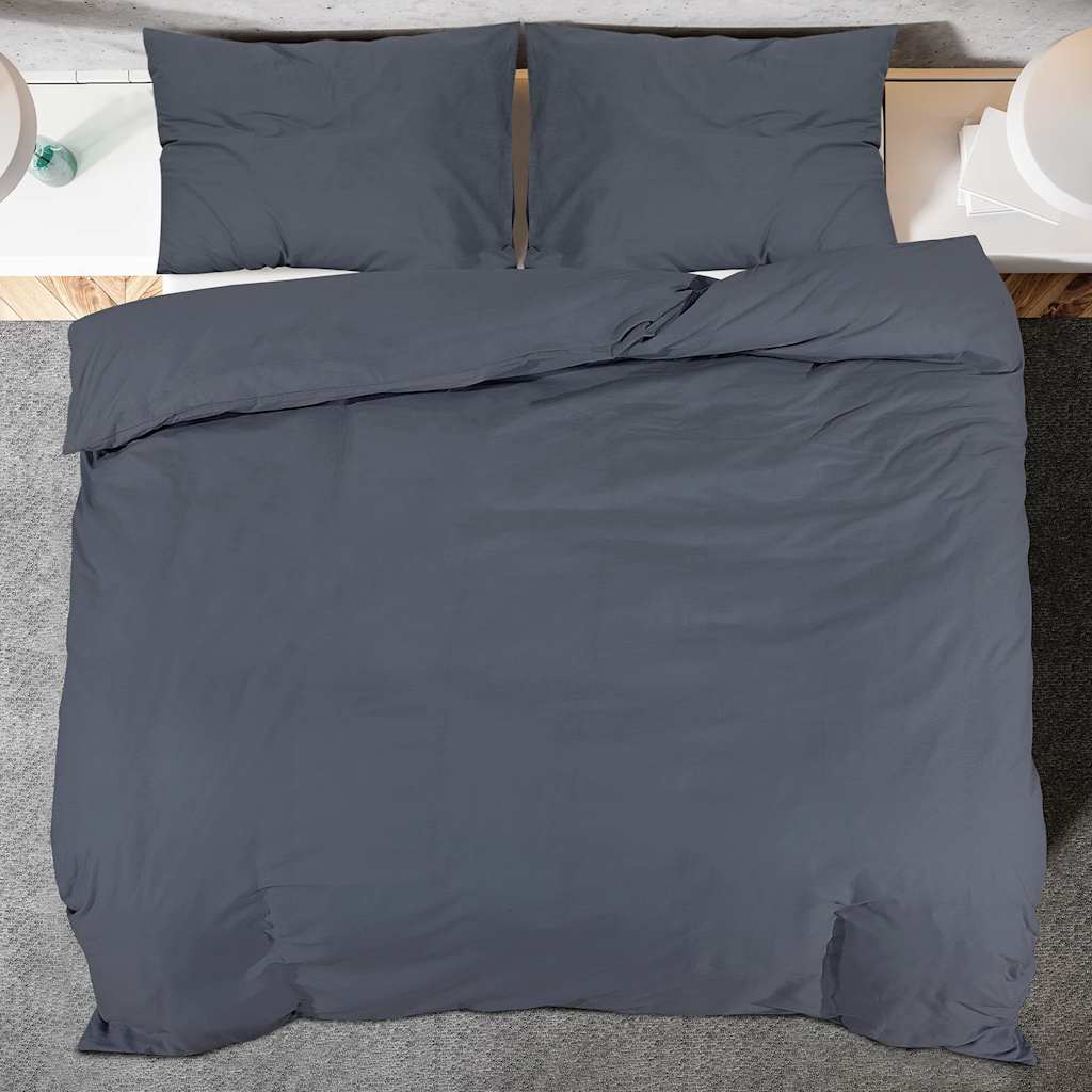 Set posteljine za poplun antracit 155x220 cm lagana mikrovlakna