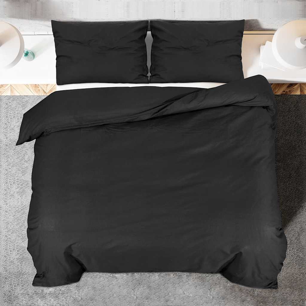 Set posteljine za poplun crni 135 x 200 cm lagana mikrovlakna
