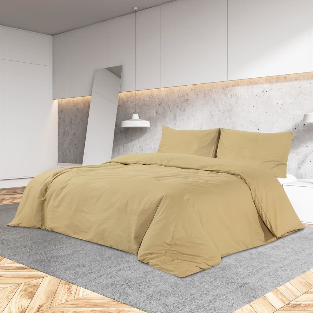 Set posteljine za poplun smeđesivi 200x200cm lagana mikrovlakna