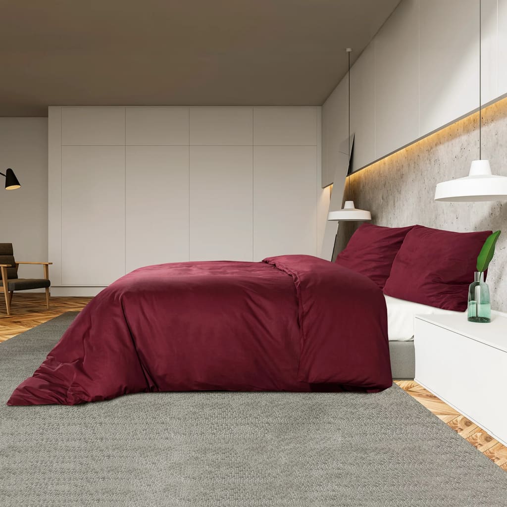 Set posteljine za poplun bordo 200 x 200 cm lagana mikrovlakna