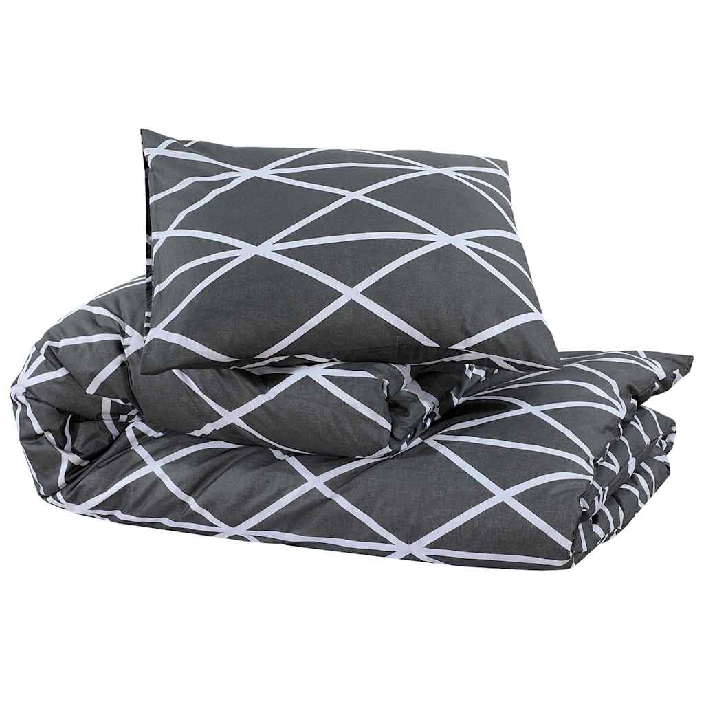 Set posteljine za poplun sivi 140 x 200 cm pamučni