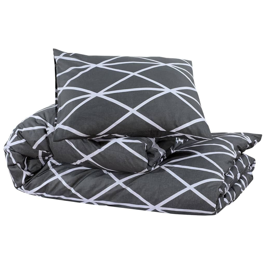 Set posteljine za poplun sivi 135 x 200 cm pamučni