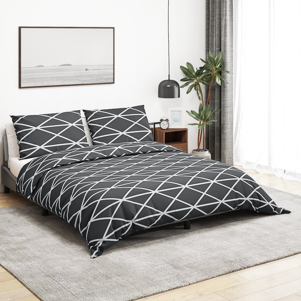 Set posteljine za poplun sivi 155x220 cm pamučni