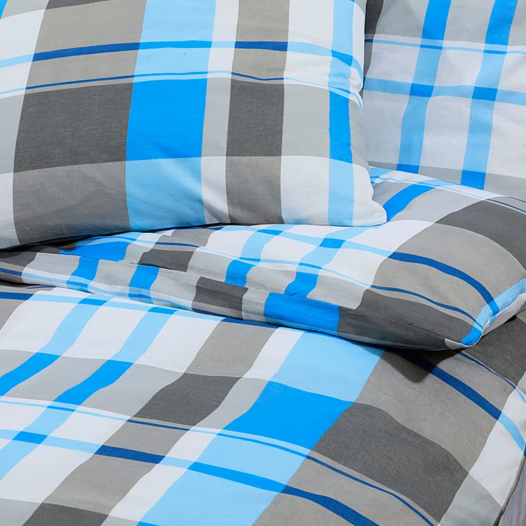 Set posteljine za poplun plavo-sivi 140x200 cm pamučni