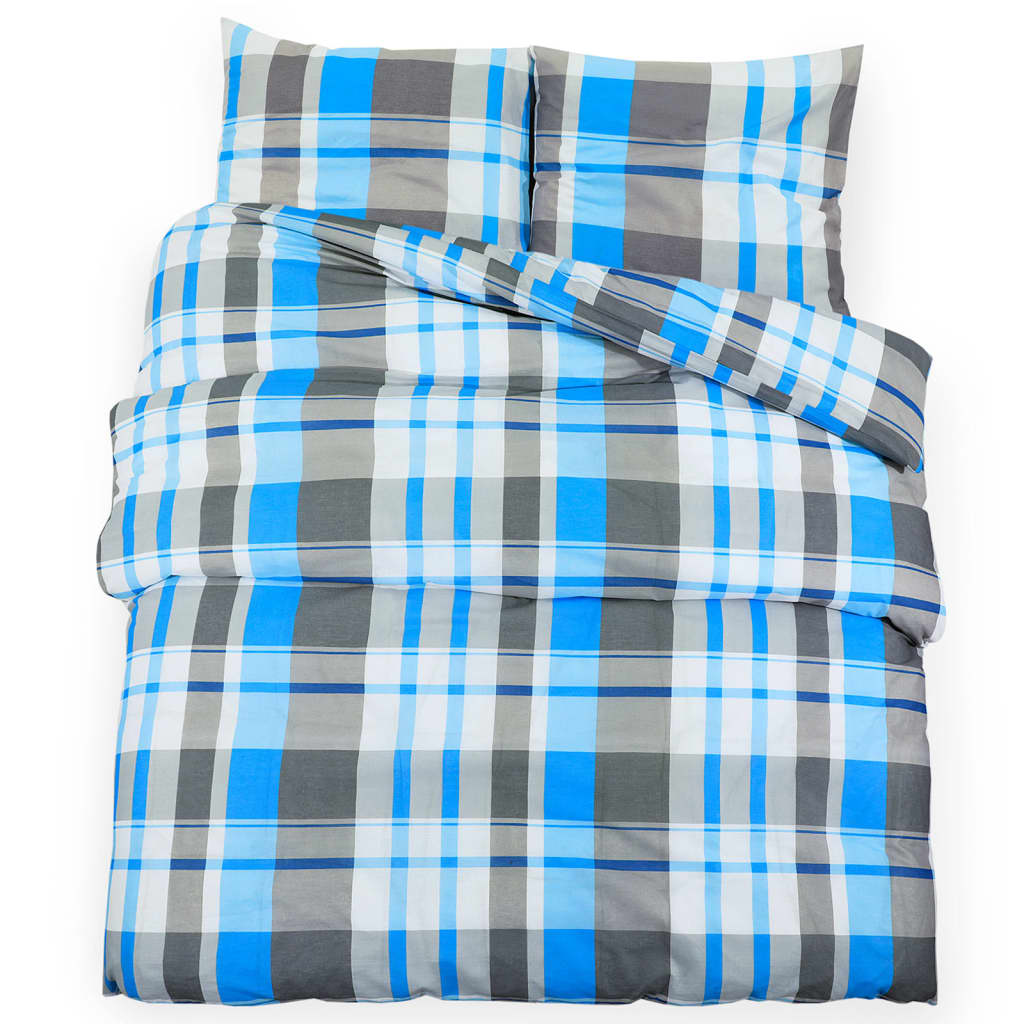 Set posteljine za poplun plavo-sivi 200x220 cm pamučni