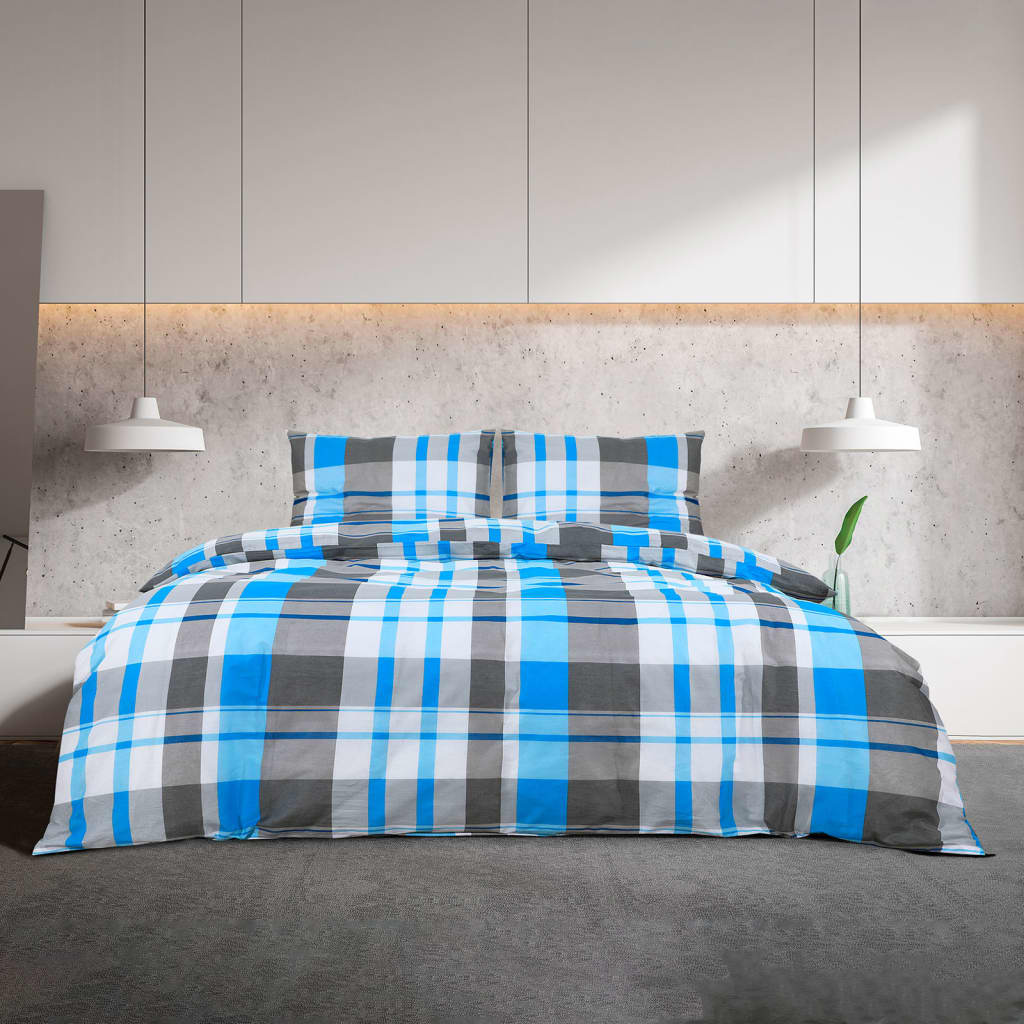 Set posteljine za poplun plavo-sivi 200x220 cm pamučni