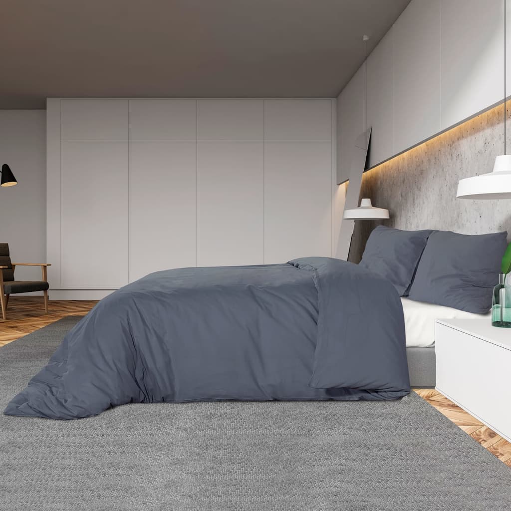 Set posteljine za poplun antracit 220 x 240 cm pamučni