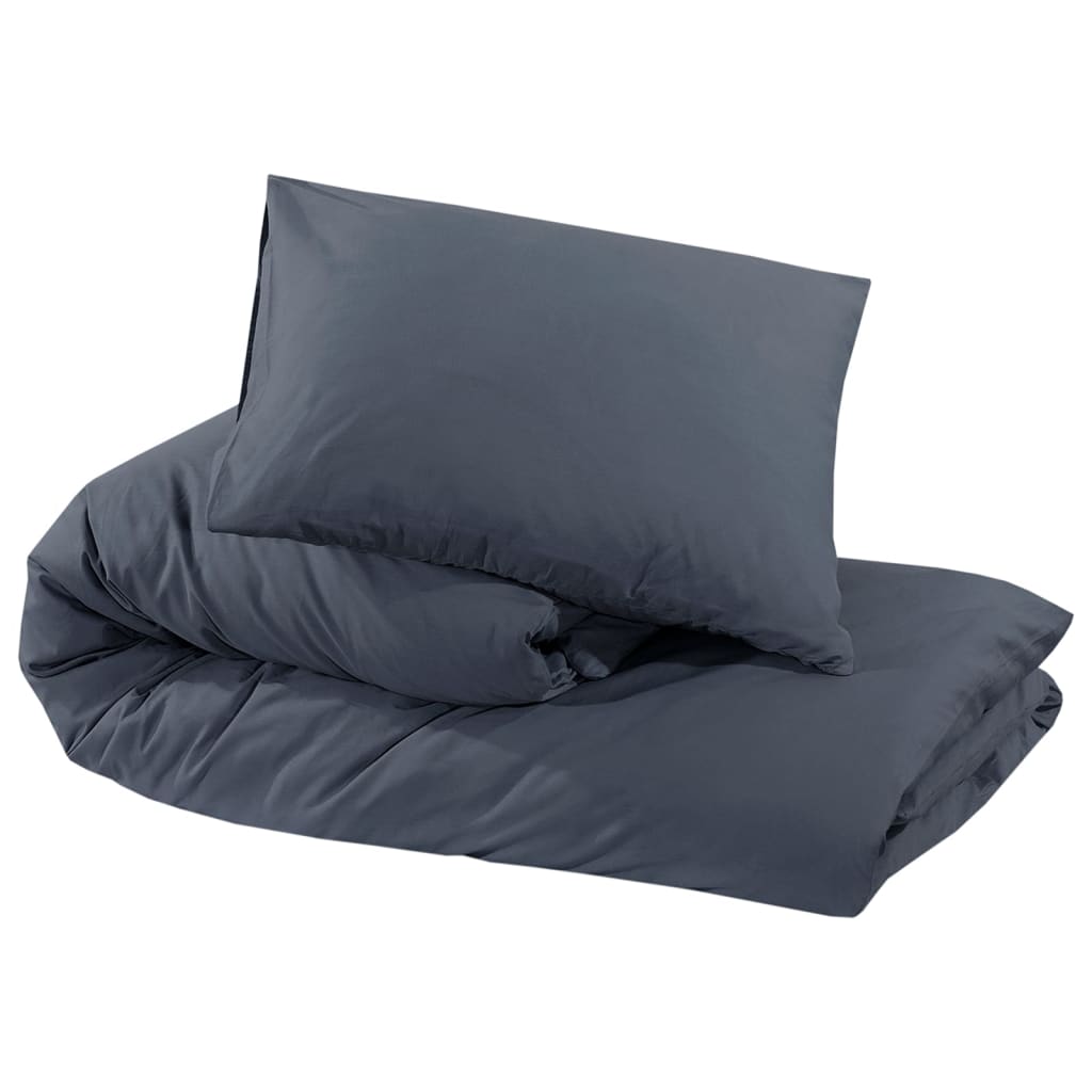 Set posteljine za poplun antracit 135 x 200 cm pamučni