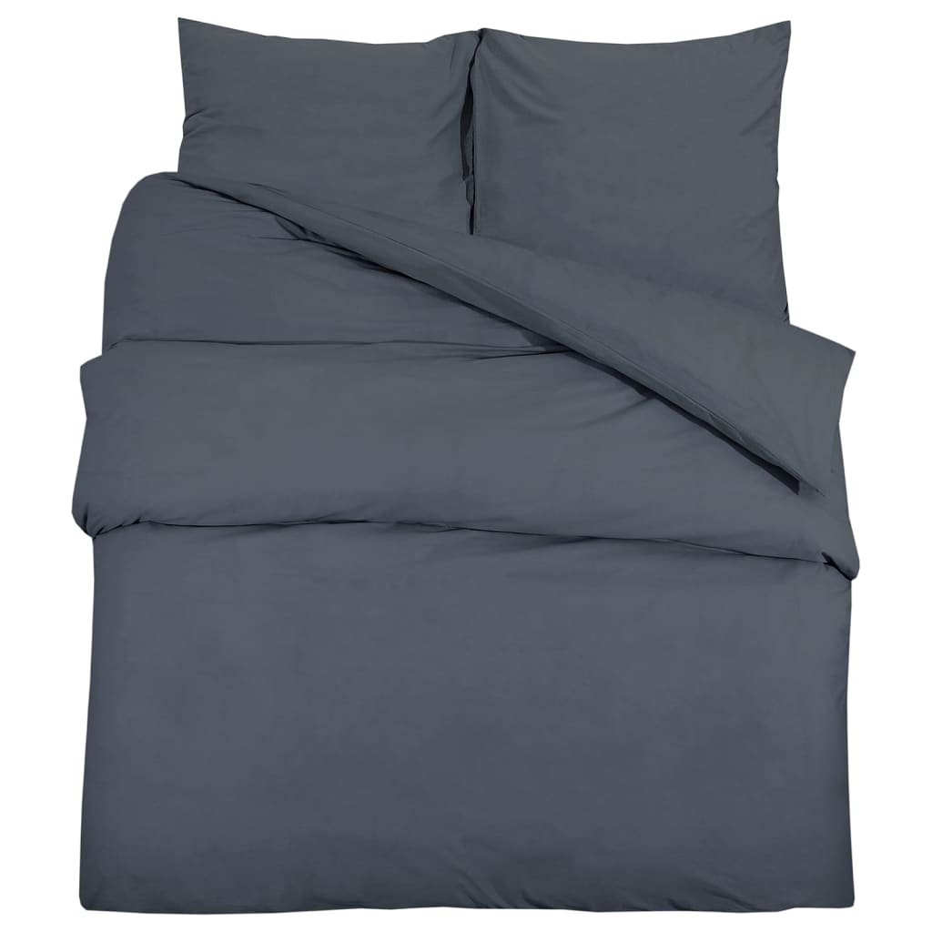 Set posteljine za poplun antracit 155x220 cm pamučni