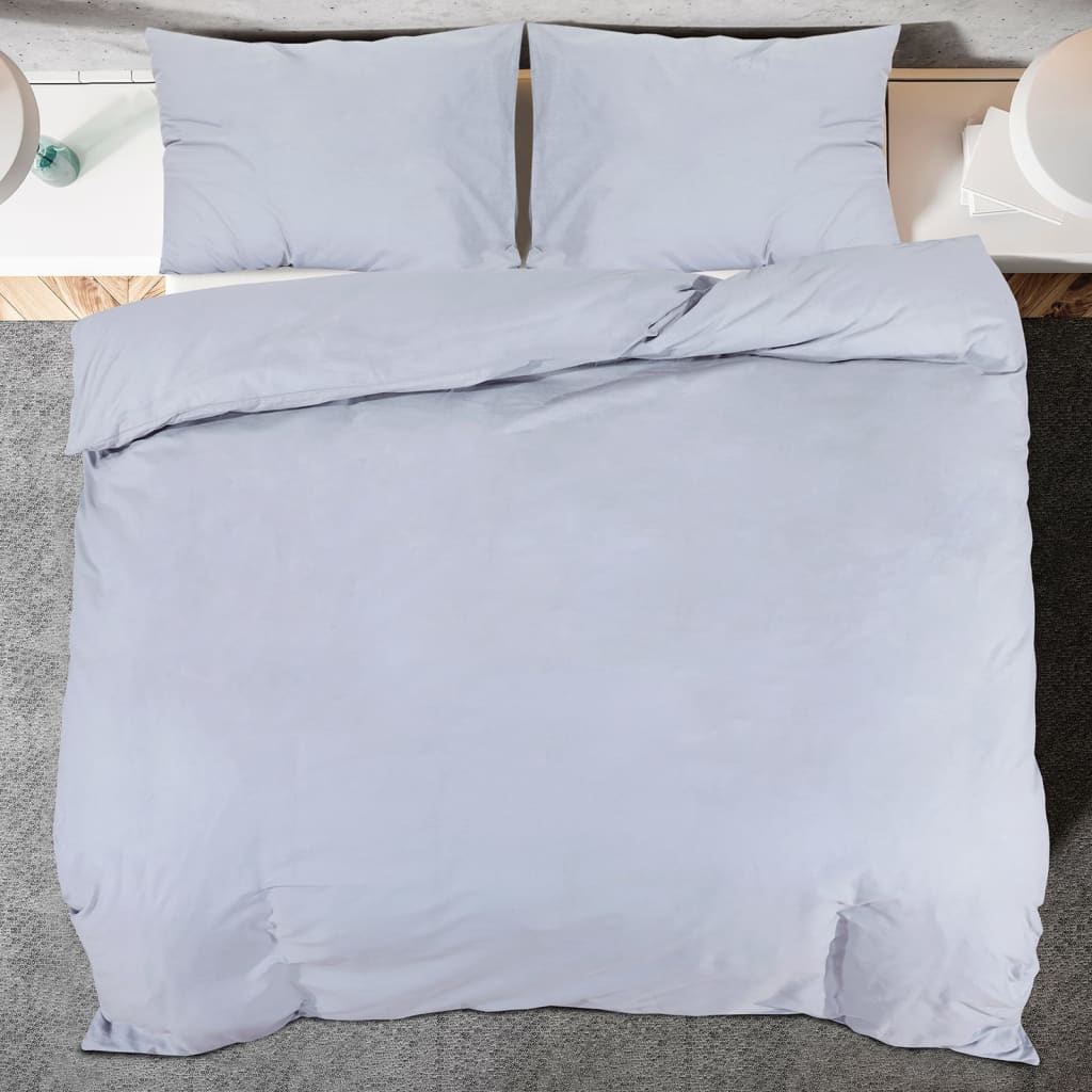 Set posteljine za poplun sivi 240x220 cm pamučni