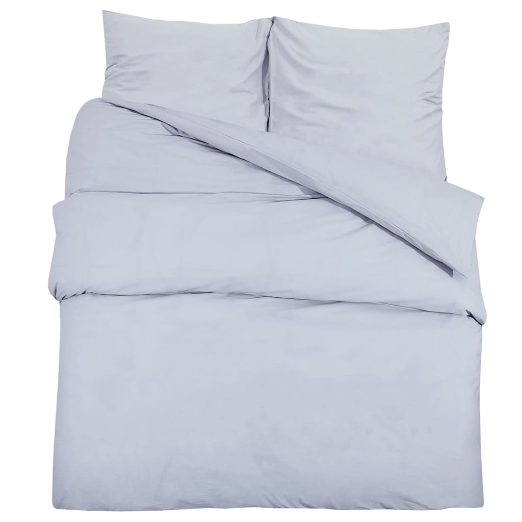 Set posteljine za poplun sivi 220 x 240 cm pamučni