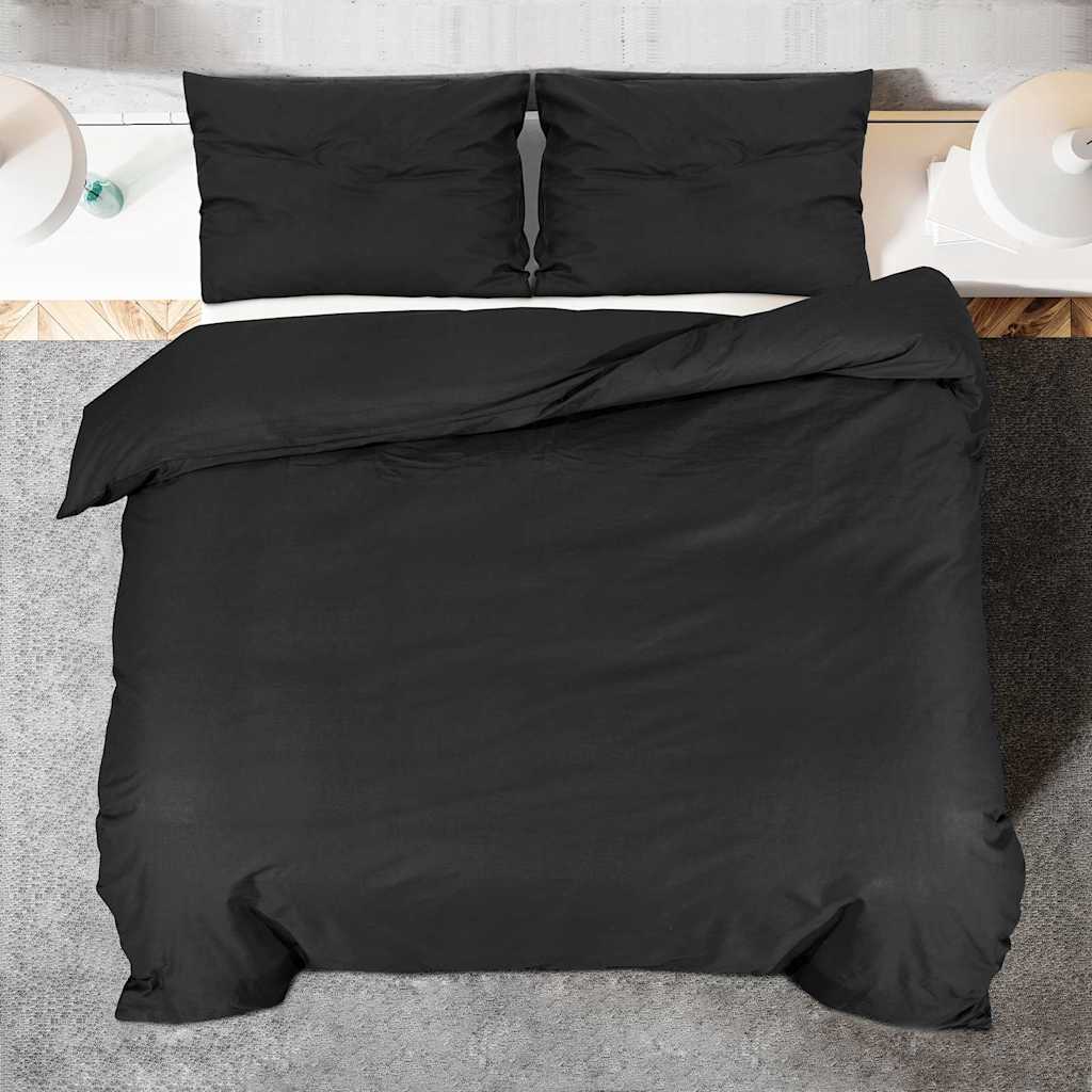Set posteljine za poplun crna 140 x 200 cm pamučni
