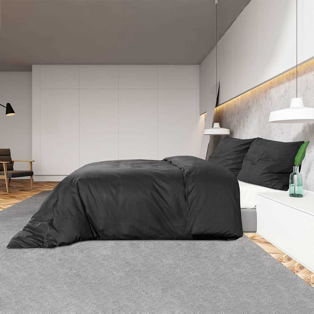 Set posteljine za poplun crni 200x200 cm pamučni