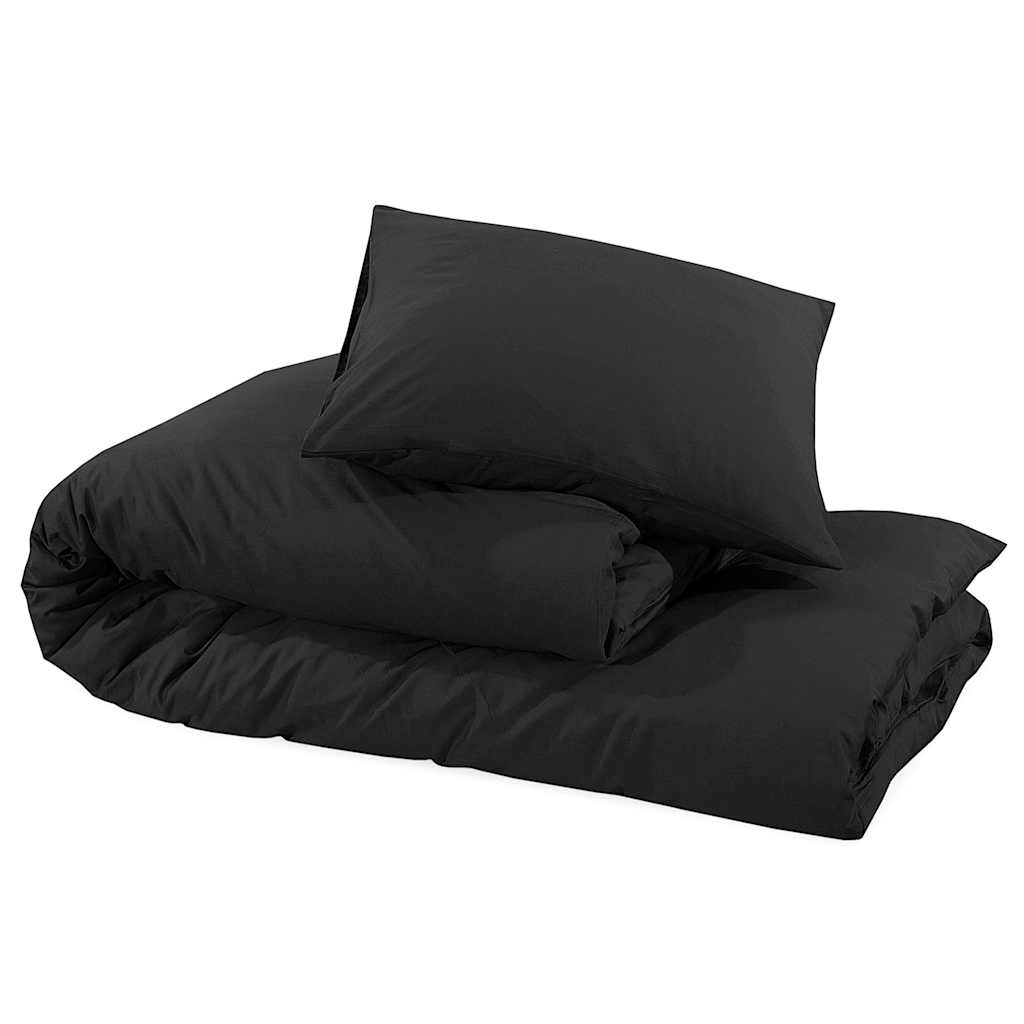 Set posteljine za poplun crna 140 x 200 cm pamučni