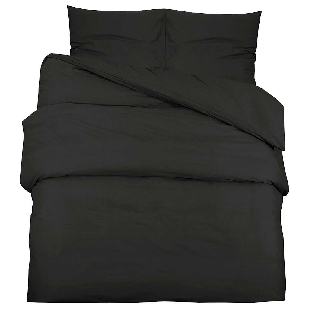 Set posteljine za poplun crni 200x200 cm pamučni