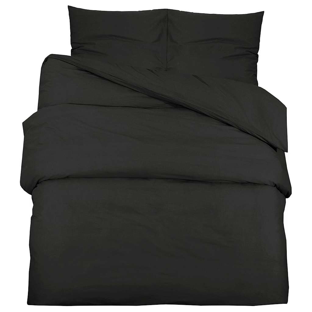 Set posteljine za poplun crni 135 x 200 cm pamučni