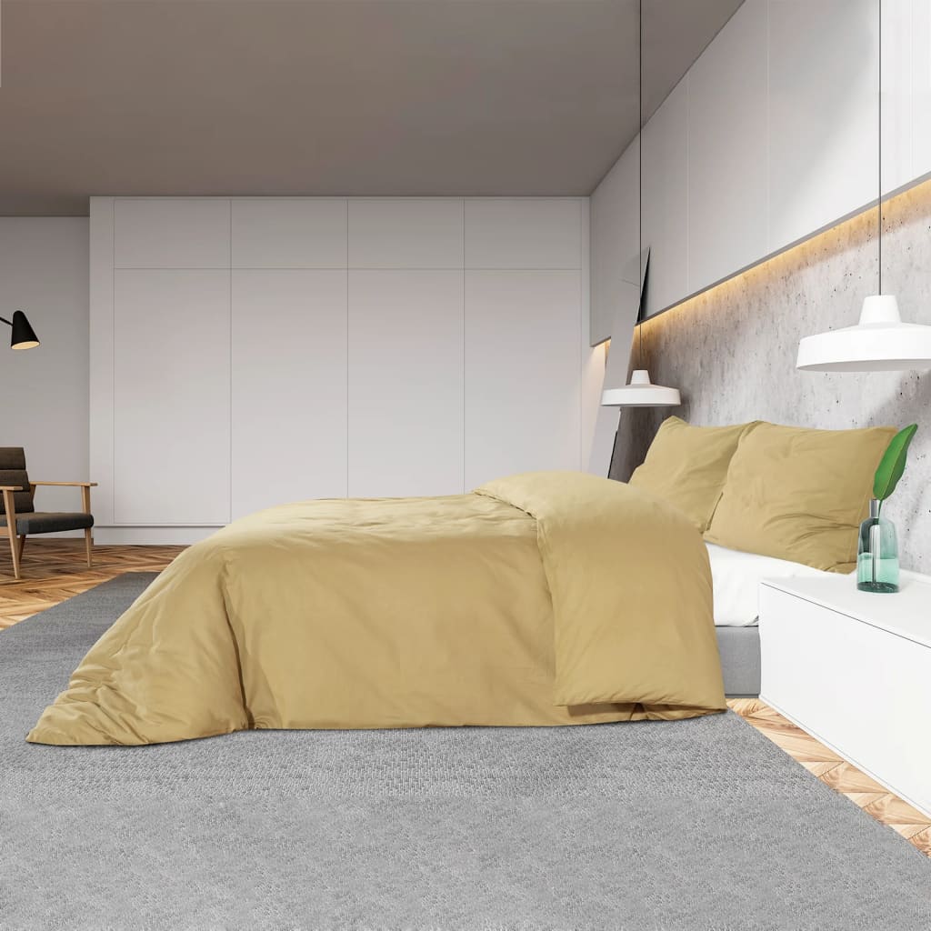 Set posteljine za poplun Smeđe-sivi 135 x 200 cm pamučni
