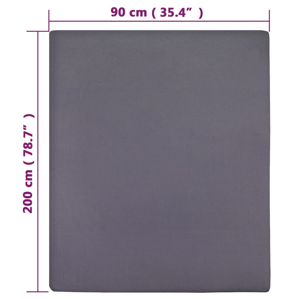 Plahta s gumicom od žerseja antracit 90 x 200 cm pamučna