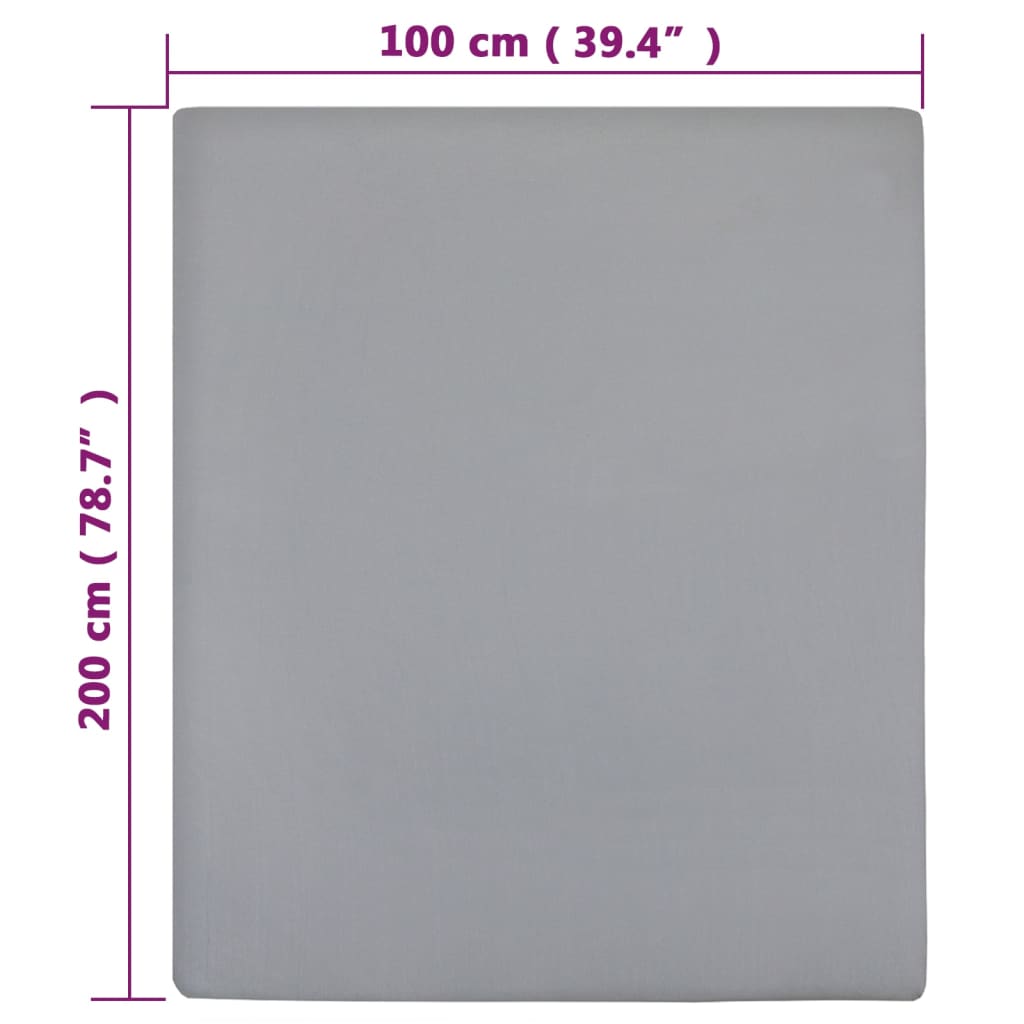 Plahta s gumicom od žerseja siva 100x200 cm pamučna
