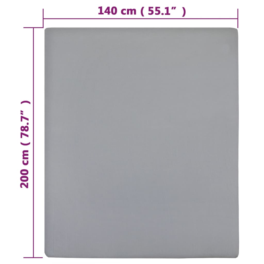 Plahta s gumicom od žerseja siva 140x200 cm pamučna