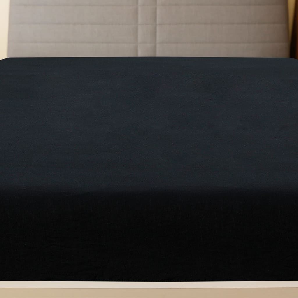 Plahta s gumicom od žerseja crna 90 x 200 cm pamučna