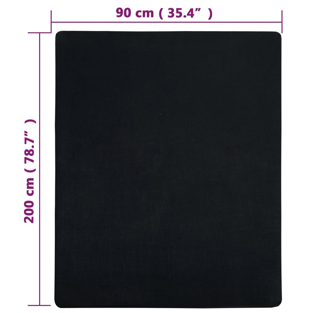 Plahta s gumicom od žerseja crna 90 x 200 cm pamučna