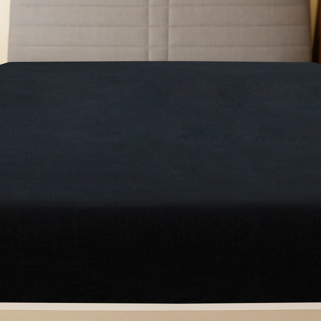 Plahte s gumicom od žerseja 2 kom crne 90 x 200 cm pamučne