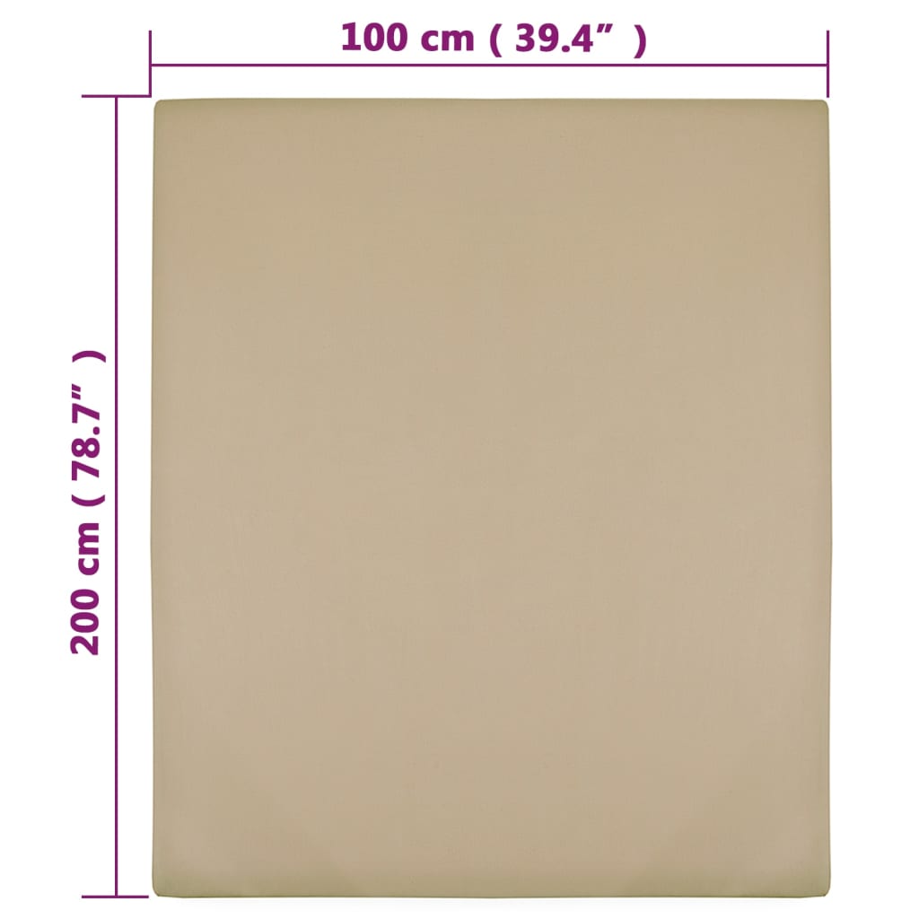 Plahte s gumicom od žerseja 2 kom smeđesive 100x200 cm pamučne