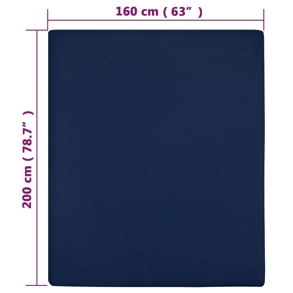 Plahta s gumicom od žerseja modra 160x200 cm pamučna