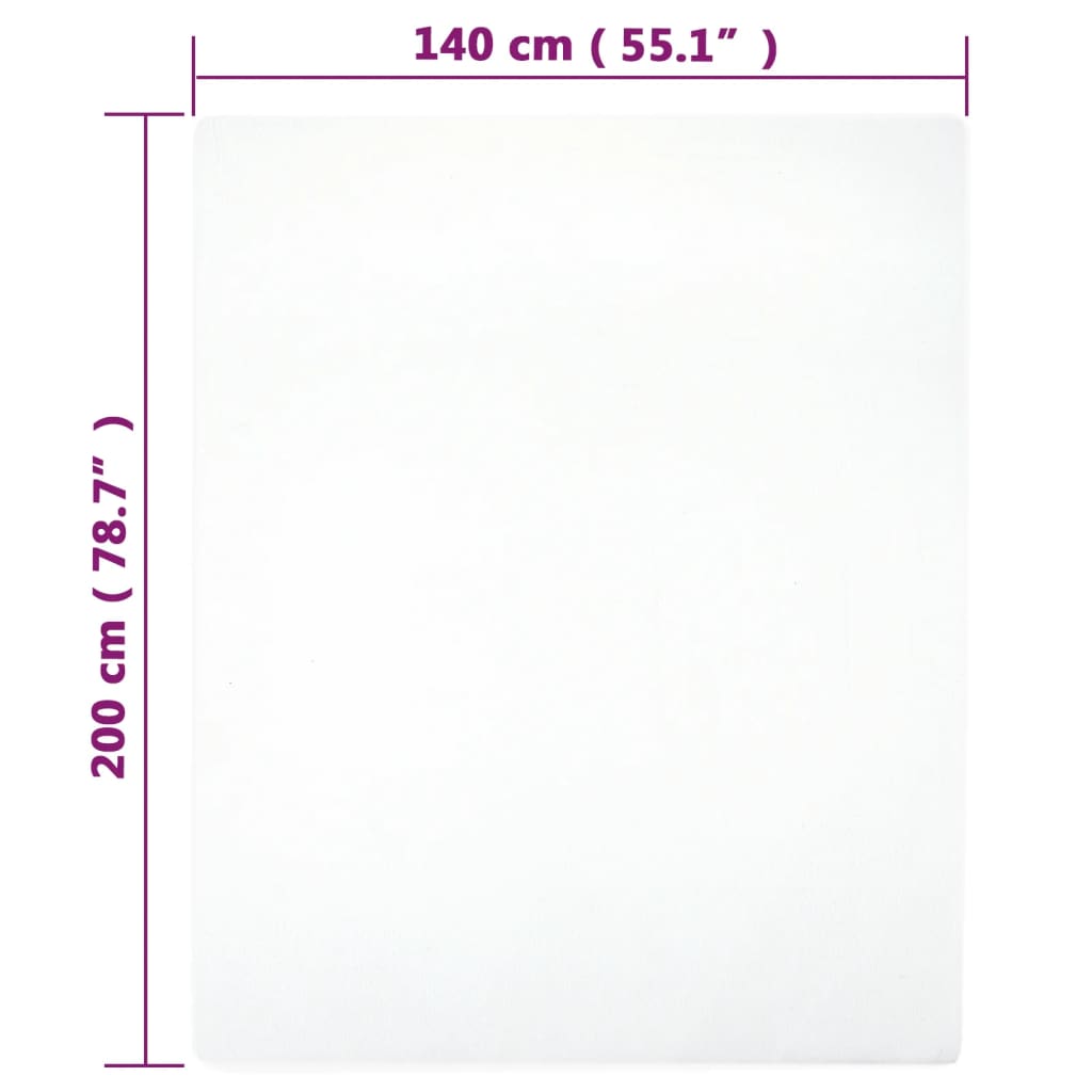 Plahta s gumicom od žerseja bijela 140x200 cm pamučna