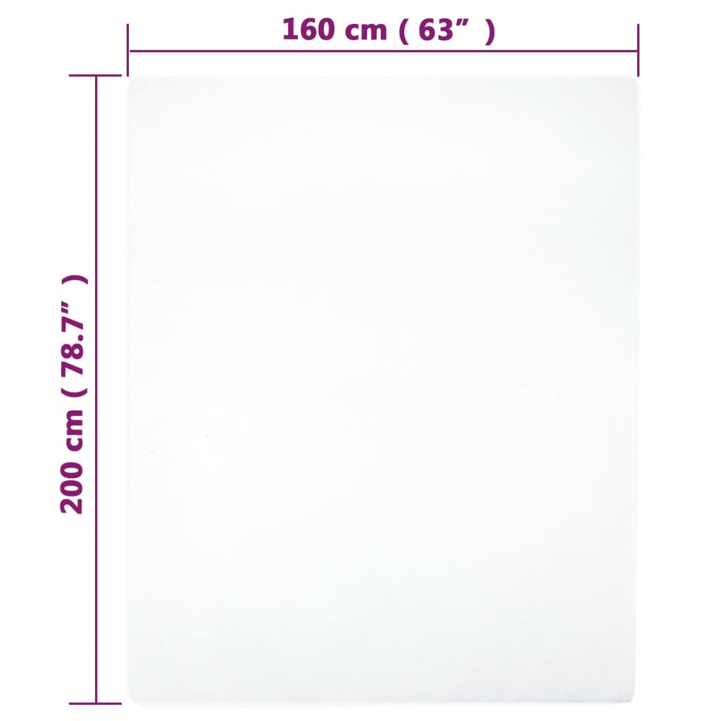 Plahta s gumicom od žerseja bijela 160x200 cm pamučna