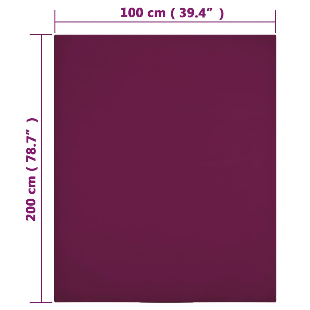 Plahte s gumicom od žerseja 2 kom bordo 100x200 cm pamučne